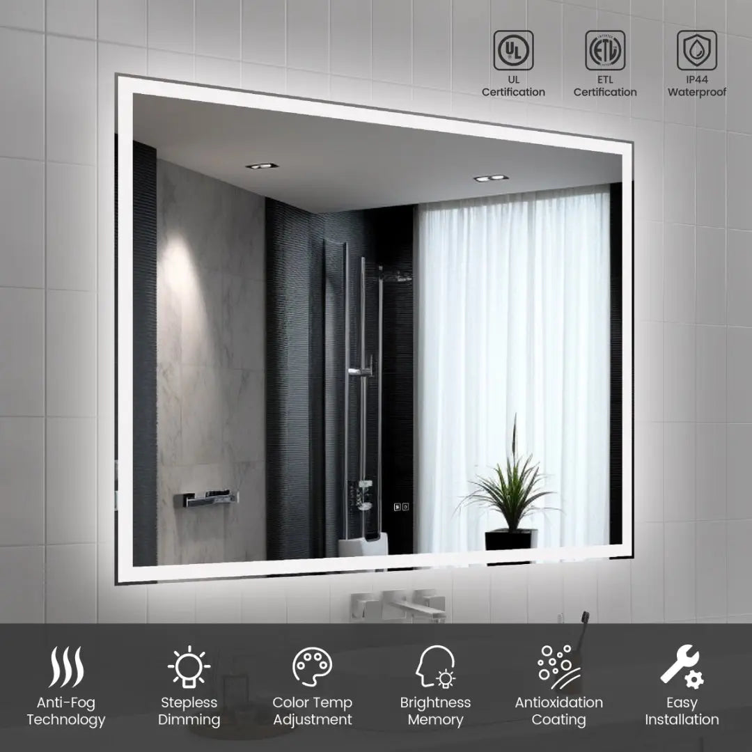 Miroir de salle de bain intelligent à LED, anti-buée, avec fonction mémoire - Qualité et innovation - Getixt