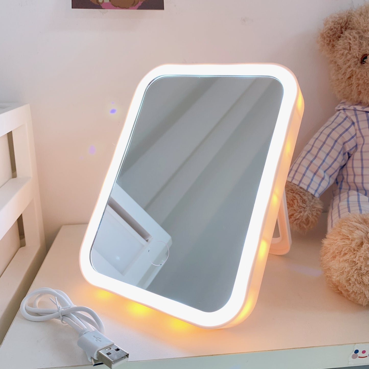 Miroir LED magnétique à luminosité réglable pour le maquillage et les selfies