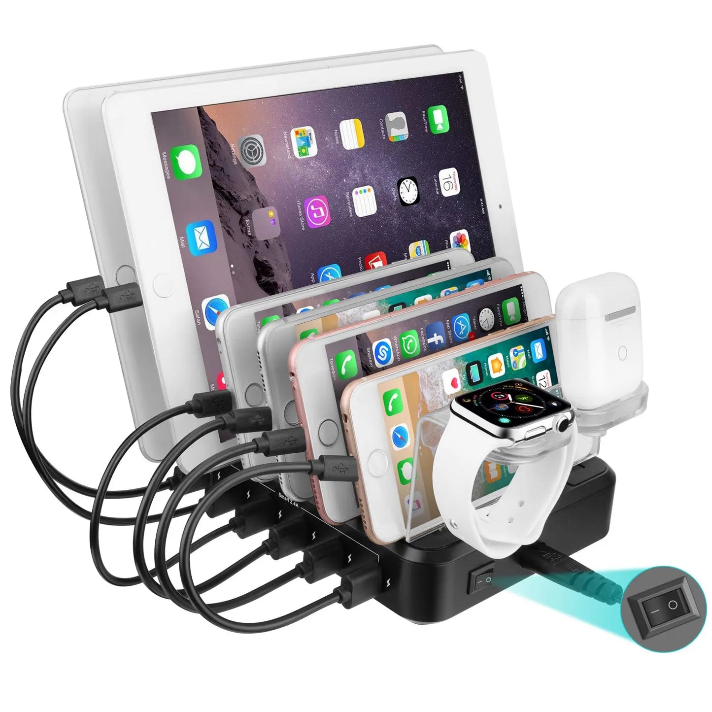 6-port 60W Charger USB Multi-port Charging Station Getixt