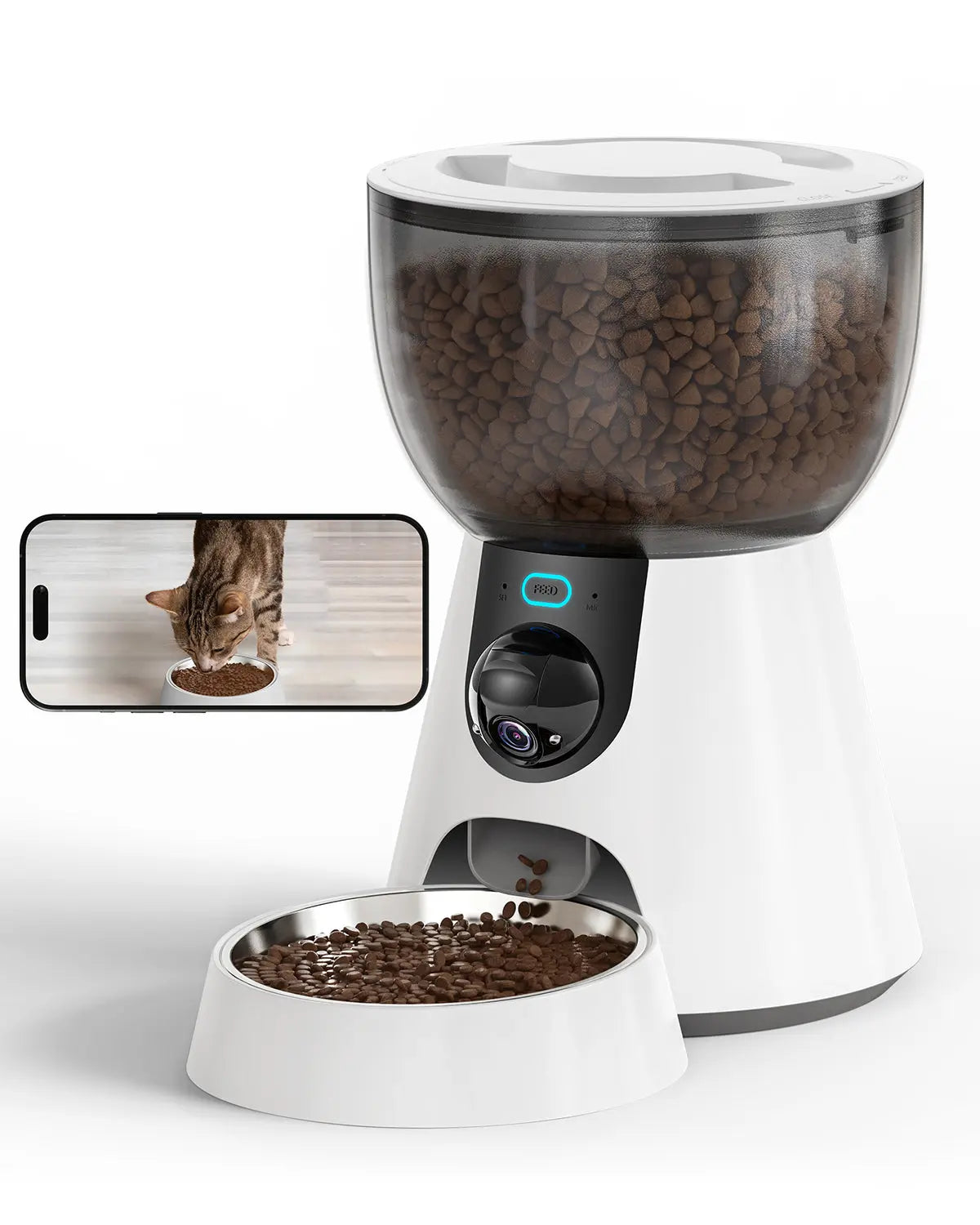 Automatic Cat Feeder With Camera, 1080P HD Video, Night Vision, 5G WiFi, 2-Way Audio, 10s Voice Recorder, Low Food & Blockage Getixt