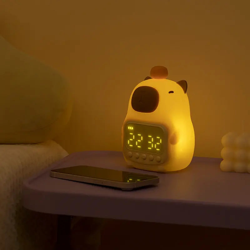 Silica Gel Alarm Clock Small Night Lamp Rechargeable Dimming Night Light Getixt
