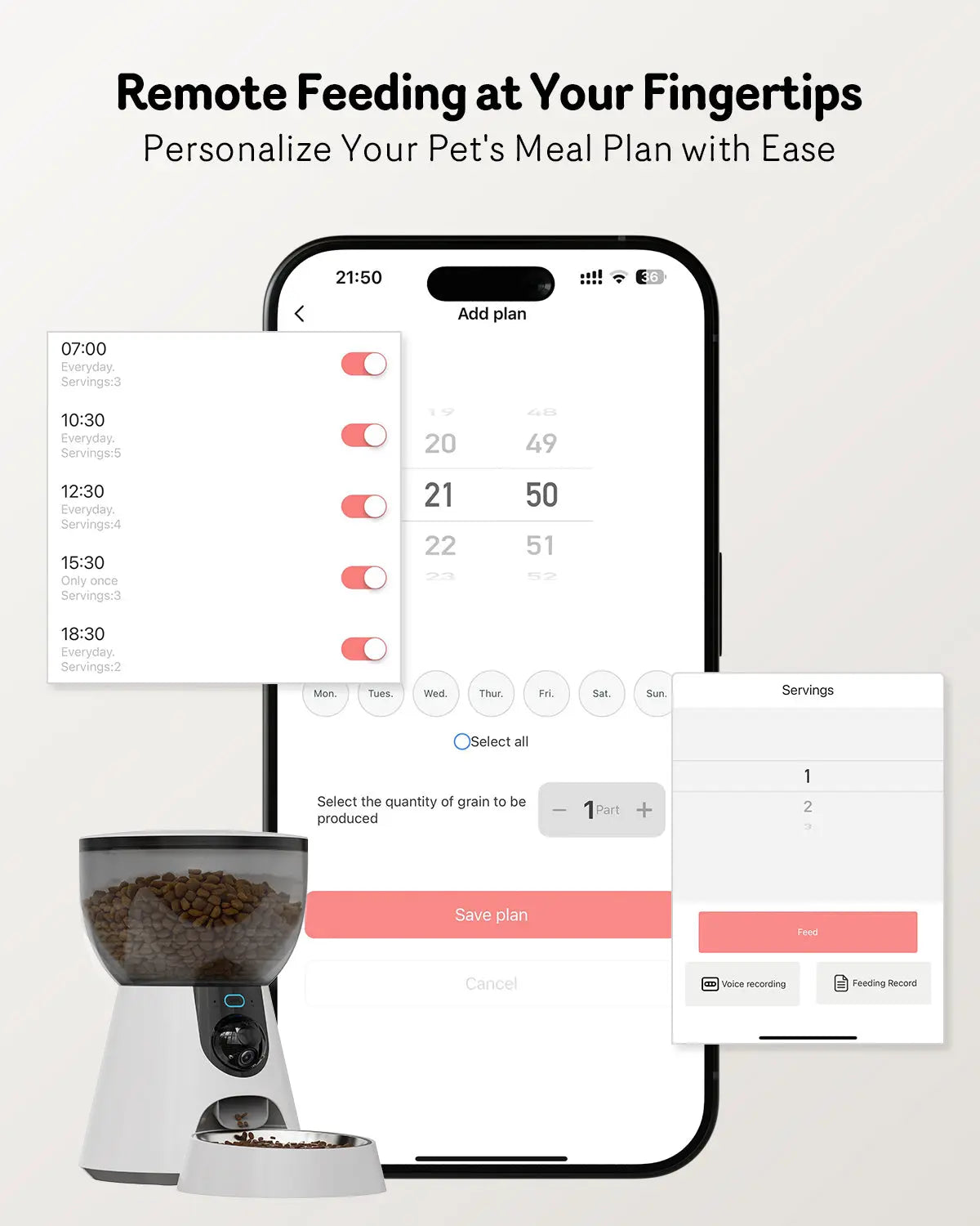 Automatic Cat Feeder With Camera, 1080P HD Video, Night Vision, 5G WiFi, 2-Way Audio, 10s Voice Recorder, Low Food & Blockage Getixt
