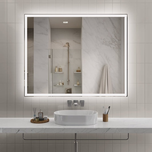 Miroir de salle de bain intelligent à LED, anti-buée, avec fonction de mémorisation